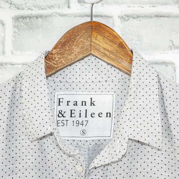 FRANK & EILEEN Button up Shirt Gray dot Print Cotton Flannel Size Small - Picture 3 of 6